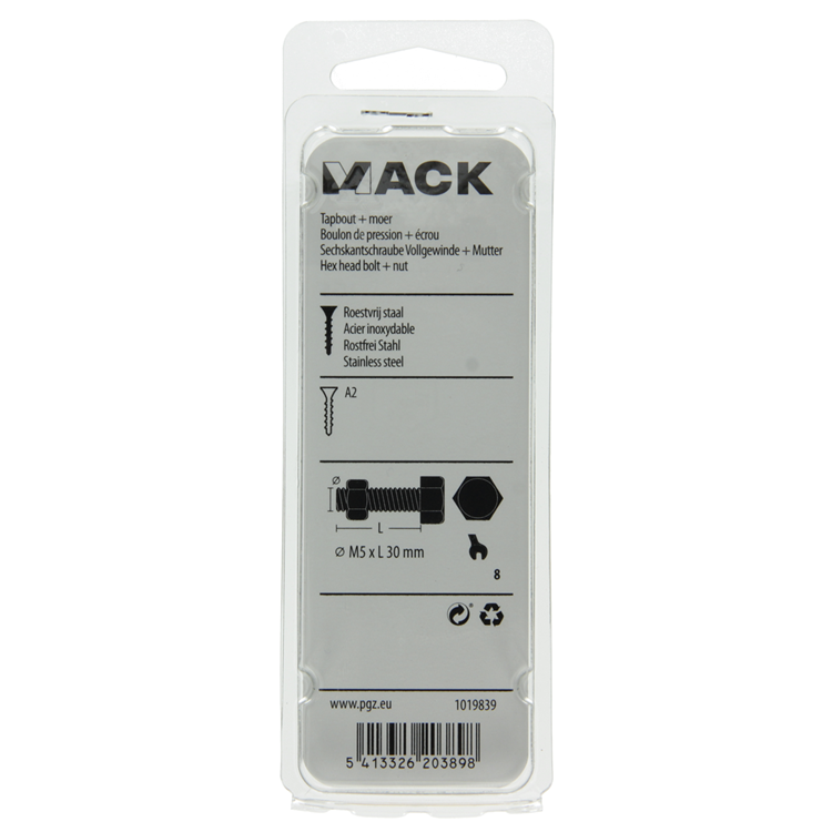 Load image into Gallery viewer, Mack 1019839 - tapbout + moer roestvrijstaal 5 st m5x30 | 10 stuks
