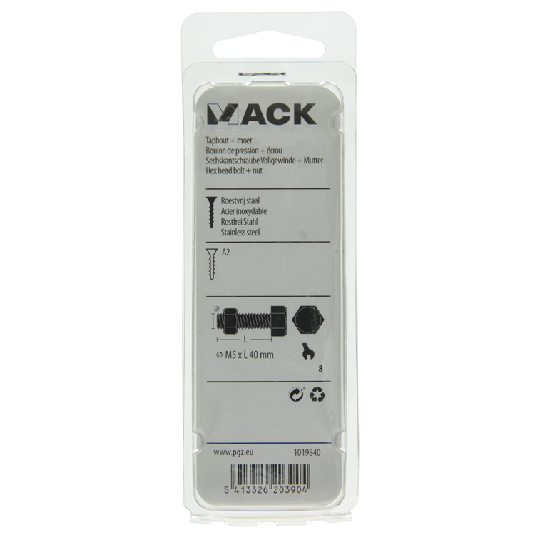 Load image into Gallery viewer, Mack 1019840 - tapbout + moer roestvrijstaal 5 st m5x40 | 10 stuks
