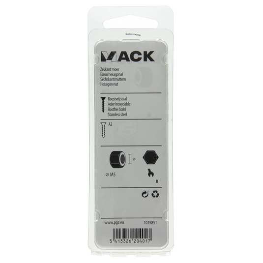 Mack 1019851 - zeskantmoer inox a2 16 st m5 | 10 stuks