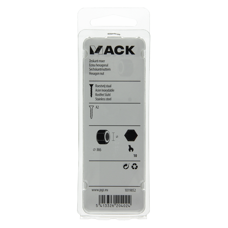 Load image into Gallery viewer, Mack 1019852 - zeskantmoer inox a2 12 st m6 | 10 stuks

