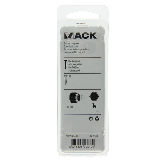 Mack 1019856 - zeskant borgmoer inox a2 6 st m 4 | 10 stuks