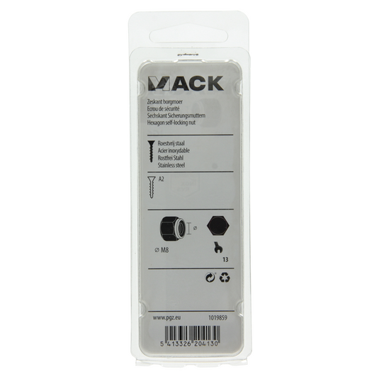 Mack 1019859 - zeskant borgmoer inox a2 4 st m 8 | 10 stuks