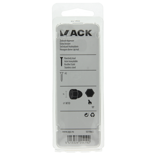 Mack 1019865 - zeskant dopmoer inox a2 2 st m 10 | 10 stuks
