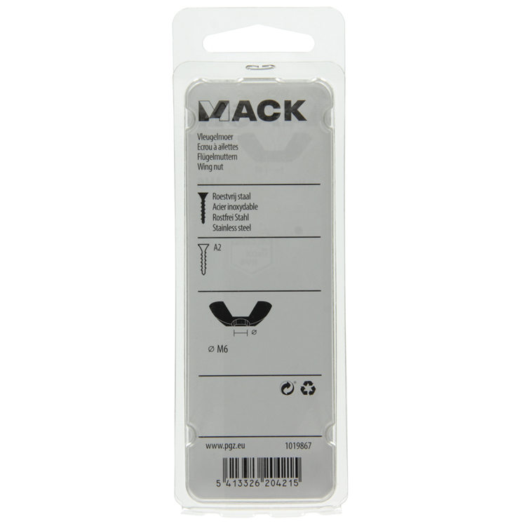 Afbeelding laden in galerijviewer, Mack 1019867 - vleugelmoer inox a2 3 st m6 | 10 stuks
