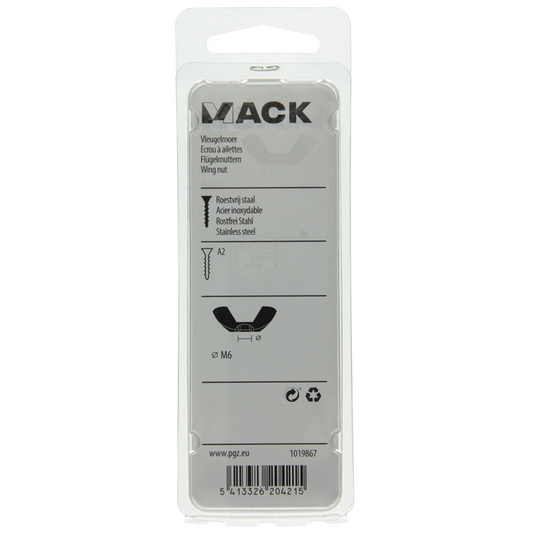 Mack 1019867 - vleugelmoer inox a2 3 st m6 | 10 stuks