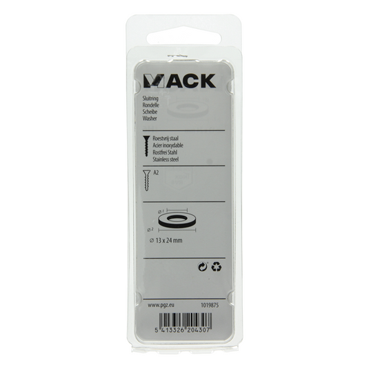 Mack 1019875 - sluitring inox a2 6 st m12 | 10 stuks