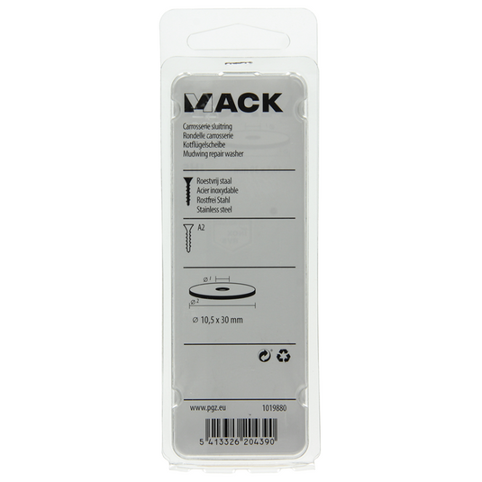 Mack 1019880 - carrosserie sluitring inox a2 3 st 10,5x30 | 10 stuks