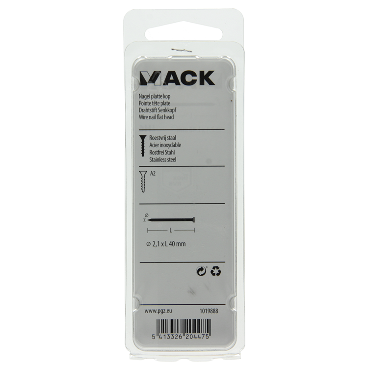 Load image into Gallery viewer, Mack 1019888 - nagel platte kop inox a2 25 st2,1 x 40 mm | 10 stuks
