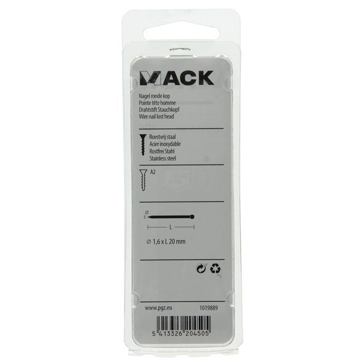 Load image into Gallery viewer, Mack 1019889 - nagel ronde kop inox a2 40 st 1,6 x 20 mm | 10 stuks
