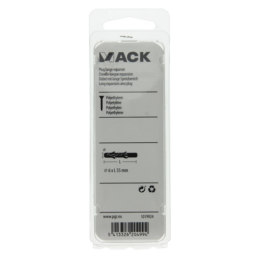 Mack 1019924 - plug lange expansie polyethyl 12 st 6 x 55 mm | 5 stuks
