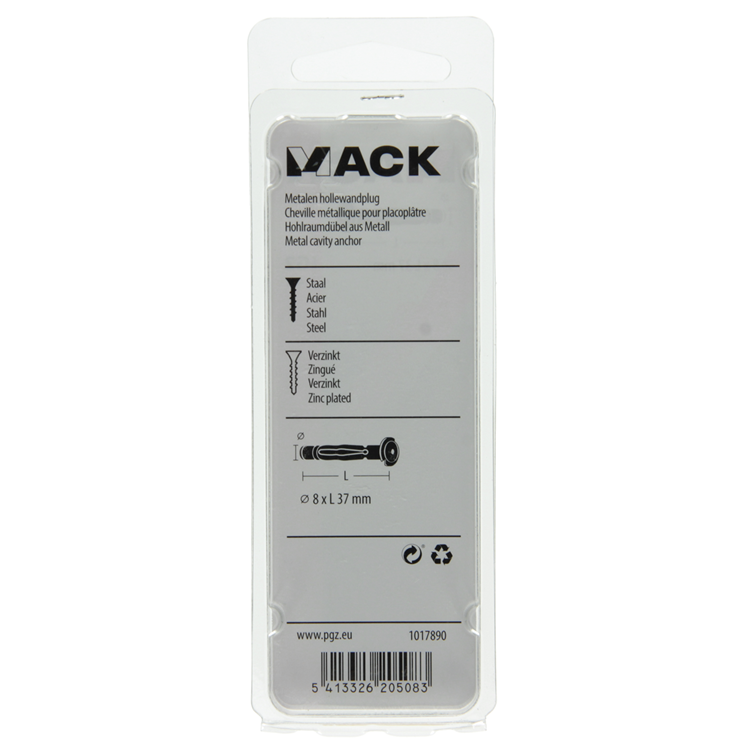 Load image into Gallery viewer, Mack 1017890 - metalen hollewandplug verzinkt4 st 8 x37 mm | 10 stuks
