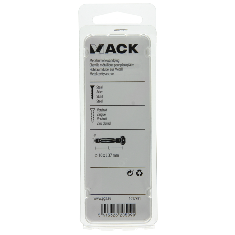 Load image into Gallery viewer, Mack 1017891 - metalen hollewandplug verzinkt4 st 10 x 37 mm | 5 stuks
