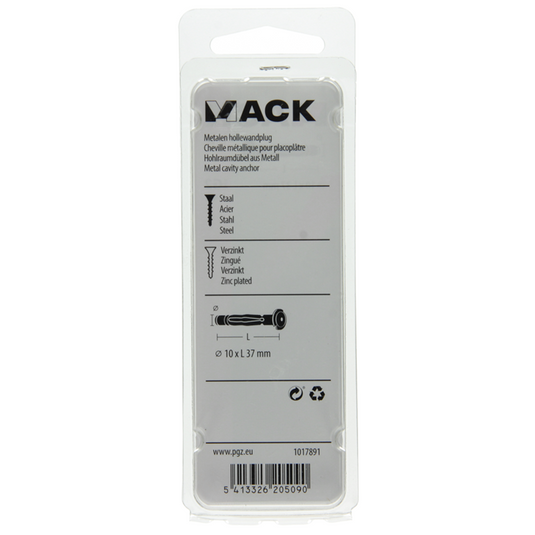 Mack 1017891 - metalen hollewandplug verzinkt4 st 10 x 37 mm | 5 stuks