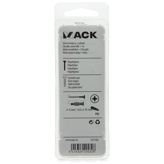 Mack 1017903 - universeelplug + schroef polyeth12 st 6mm 4,0x45mm | 5 stuks