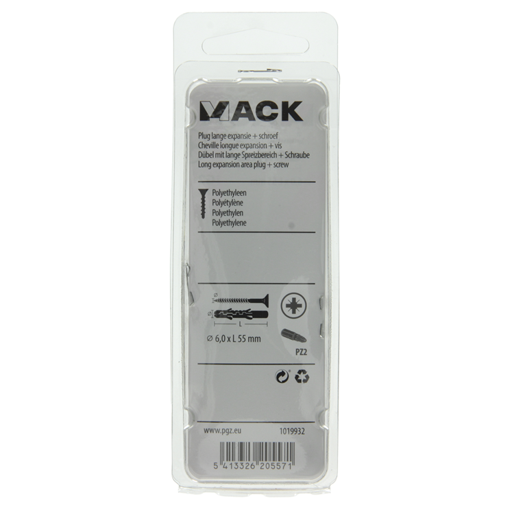 Load image into Gallery viewer, Mack 1019932 - plug lange exp.polyeth. + schr. 4x70 12st 6 x 55 mm | 5 stuks
