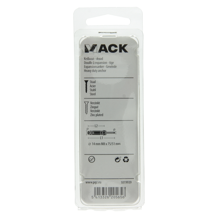 Load image into Gallery viewer, Mack 1019939 - keilbout met draadst. verzinkt3 st m8x75 51mm | 5 stuks
