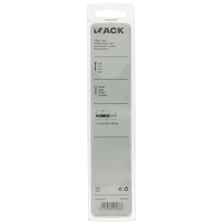 Load image into Gallery viewer, Mack 1019940 - keilbout met draadst. verzinkt2 st m8 x 100 mm | 5 stuks
