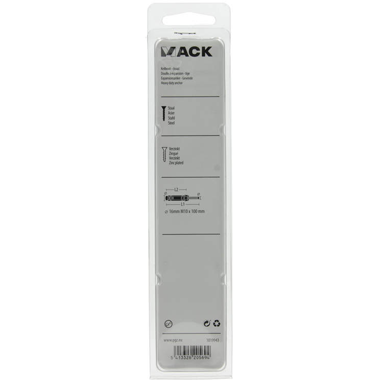 Load image into Gallery viewer, Mack 1019943 - keilbout met draadst. verzinkt2 st m10 x 100mm | 5 stuks
