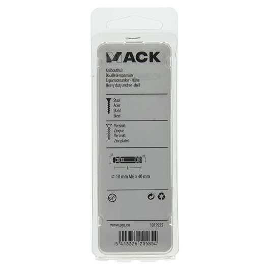Mack 1019955 - keilbouthuls verzinkt 4 st m6 x 40 mm | 10 stuks