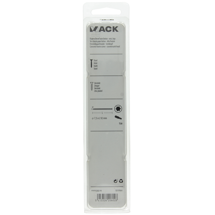 Load image into Gallery viewer, Mack 1019964 - beton raamschroef verzinkt vz kop 8 st 7,5 x 92 mm | 5 stuks
