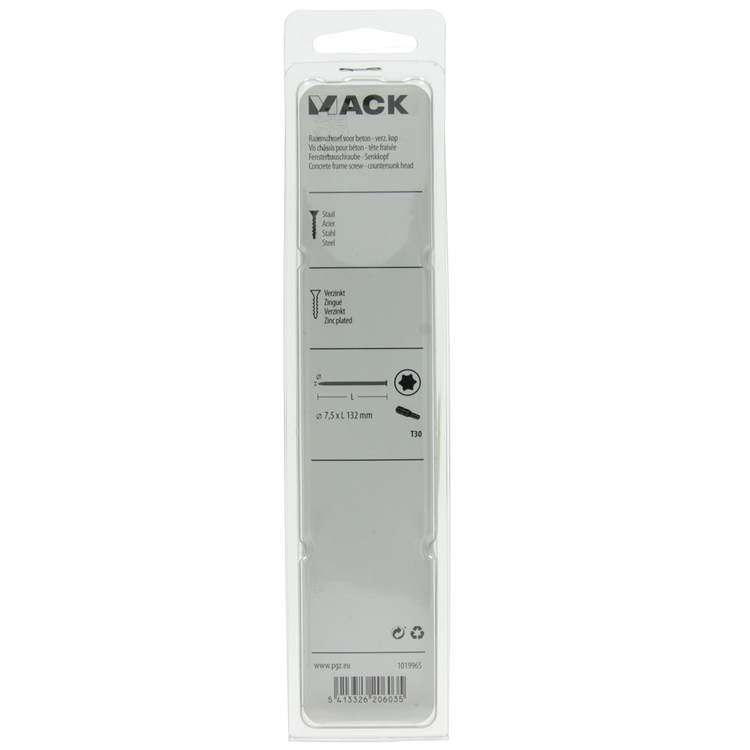 Load image into Gallery viewer, Mack 1019965 - beton raamschroef verzinkt vz kop 8 st 7,5 x132 mm | 5 stuks
