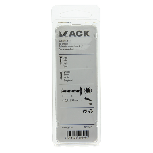 Mack 1019967 - luikschroef zwart 6,0 x 30 mm 9st | 5 stuks