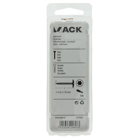 Mack 1019969 - luikschroef zwart 6,0 x 50 mm 7st | 5 stuks