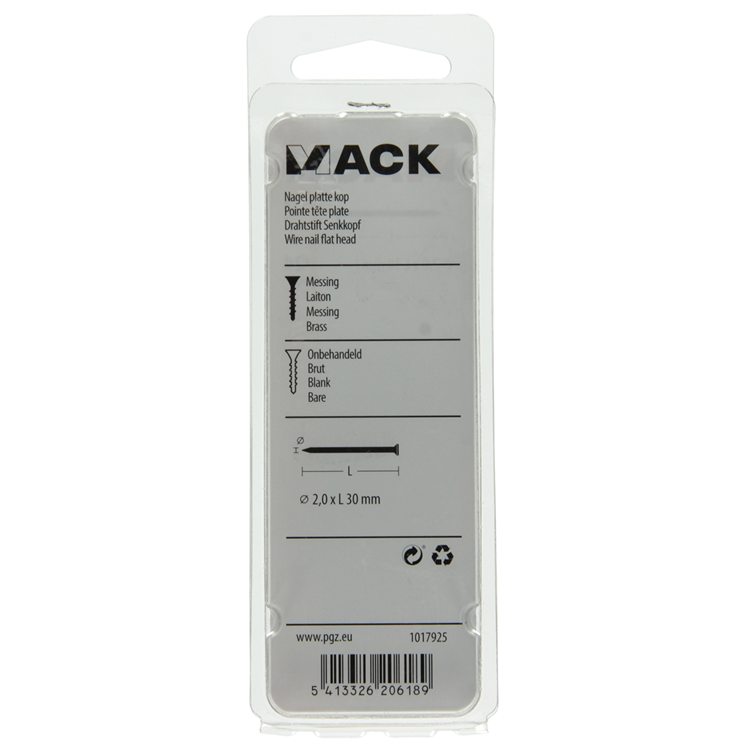 Afbeelding laden in galerijviewer, Mack 1017925 - nagel platte kop messing 100gr2,0 x 30 mm | 5 stuks

