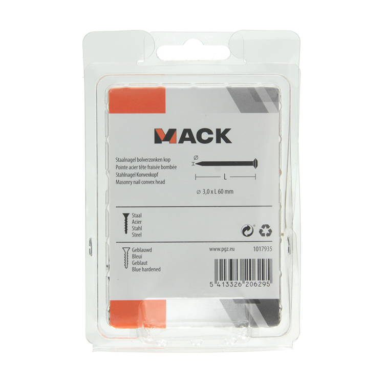 Load image into Gallery viewer, Mack 1017935 - staalnagel bvk staal geblauwd 200 gr 3,0 x 60 mm | 5 stuks
