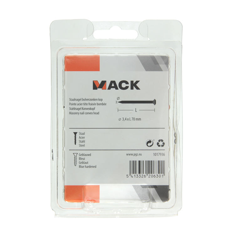 Load image into Gallery viewer, Mack 1017936 - staalnagel bvk staal geblauwd 200 gr 3,4 x 70 mm | 5 stuks
