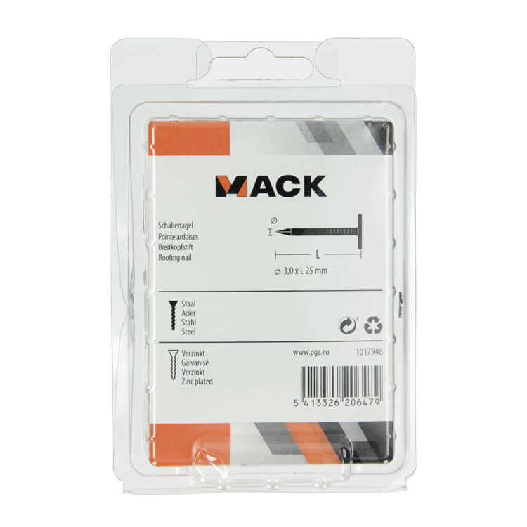 Load image into Gallery viewer, Mack 1017946 - schalienagel staal verzinkt 250 gr 3,0 x 25 mm | 5 stuks
