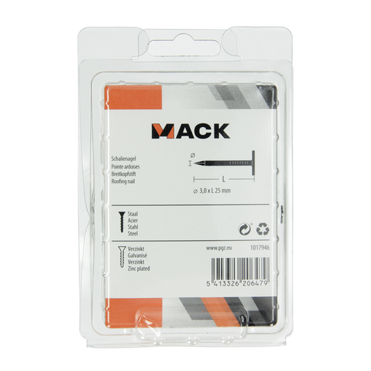 Mack 1017946 - schalienagel staal verzinkt 250 gr 3,0 x 25 mm | 5 stuks