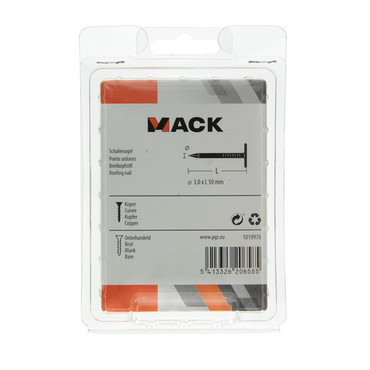 Mack 1019976 - schalienagel koper 180 gr 3,0 x 50mm | 5 stuks