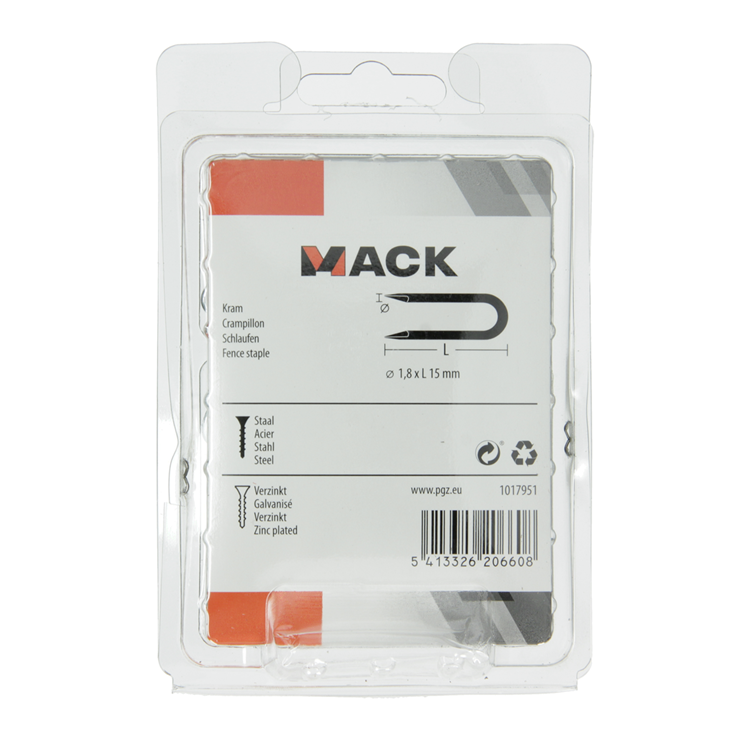 Load image into Gallery viewer, Mack 1017951 - kram staal verzinkt 250 gr 1,8 x 15 mm | 5 stuks
