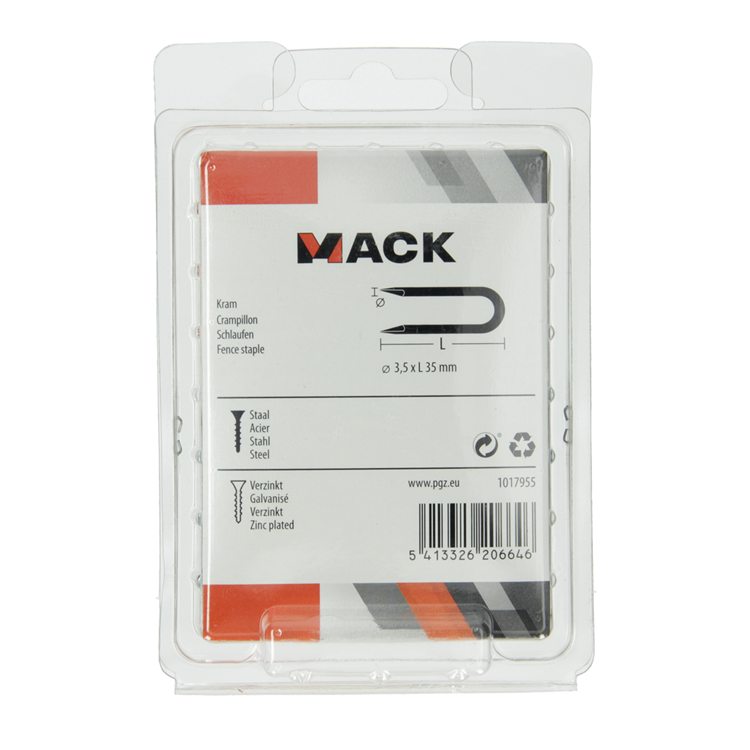 Afbeelding laden in galerijviewer, Mack 1017955 - kram staal verzinkt 250 gr 3,5 x 35 mm | 5 stuks
