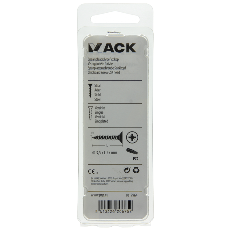 Load image into Gallery viewer, Mack 1017964 - spaanplaatschroef vz kop geelverz. 85st 3,5 x 25 mm | 5 stuks
