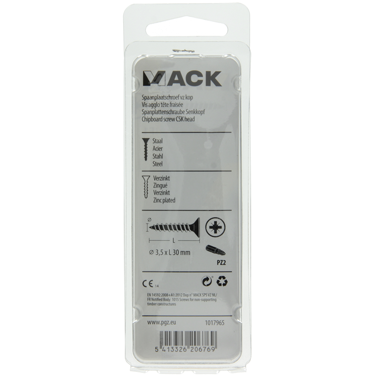 Load image into Gallery viewer, Mack 1017965 - spaanplaatschroef vz kop geelverz. 75st 3,5 x 30 mm | 5 stuks
