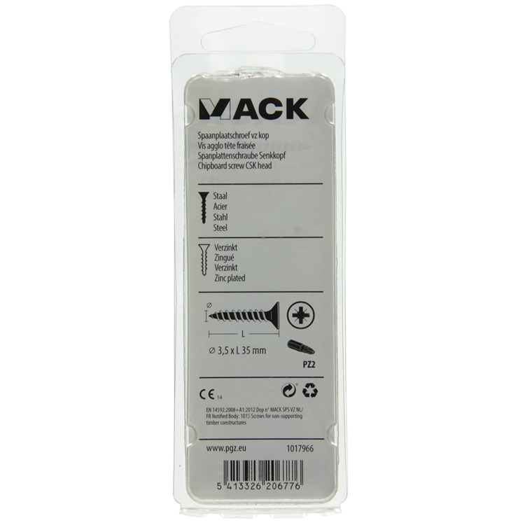 Load image into Gallery viewer, Mack 1017966 - spaanplaatschroef vz kop geelverz. 65st 3,5 x 35 mm | 5 stuks
