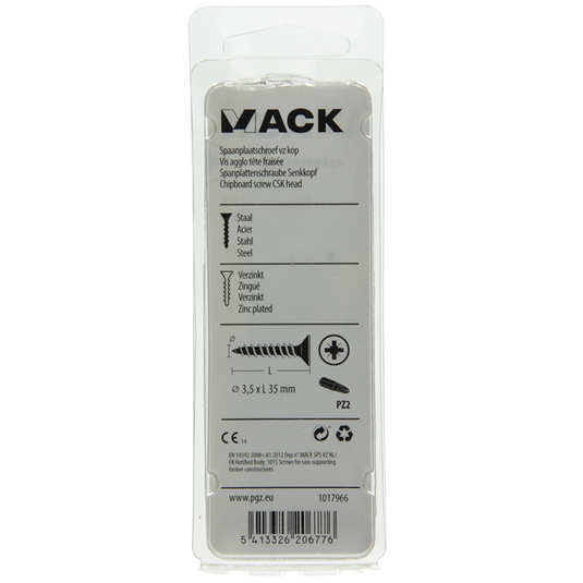 Mack 1017966 - spaanplaatschroef vz kop geelverz. 65st 3,5 x 35 mm | 5 stuks