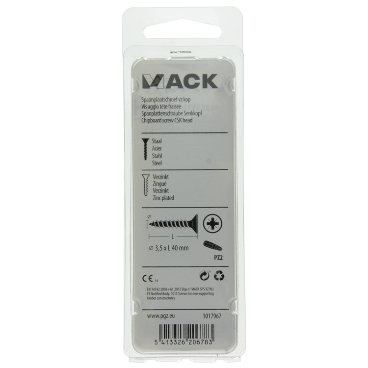 Load image into Gallery viewer, Mack 1017967 - spaanplaatschroef vz kop geelverz. 55st 3,5 x 40 mm | 5 stuks
