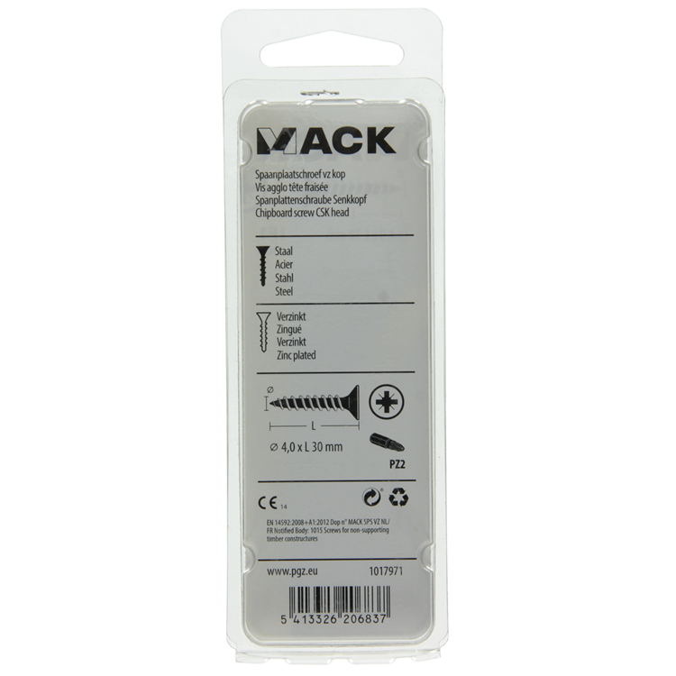 Load image into Gallery viewer, Mack 1017971 - spaanplaatschroef vz kop geelverz. 60st 4,0 x 30 mm | 5 stuks
