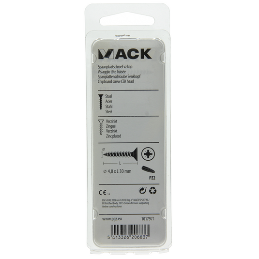Mack 1017971 - spaanplaatschroef vz kop geelverz. 60st 4,0 x 30 mm | 5 stuks
