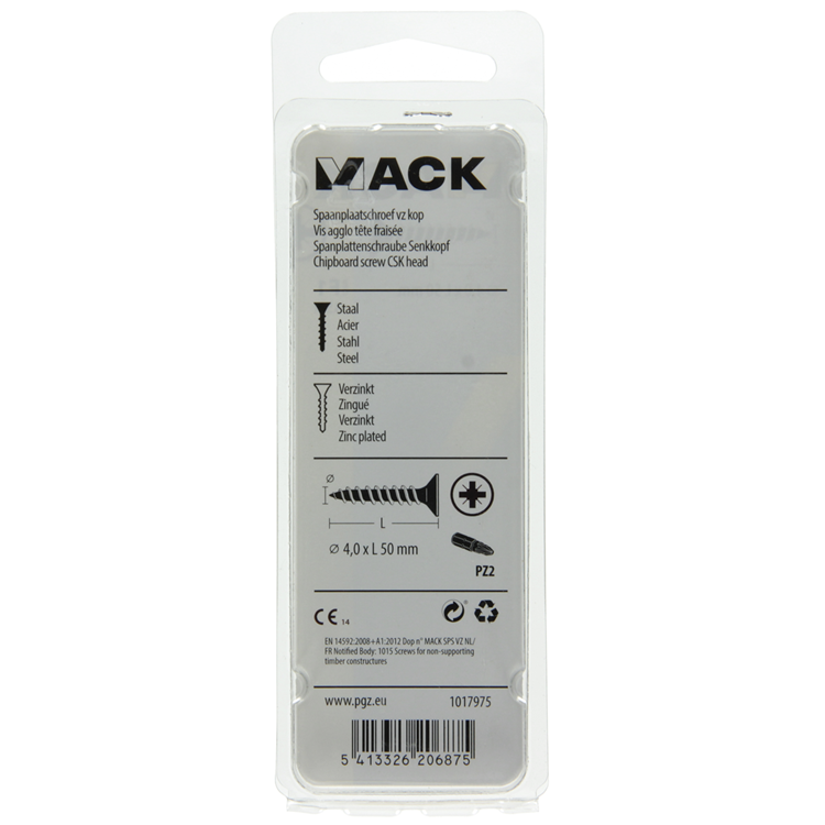 Load image into Gallery viewer, Mack 1017975 - spaanplaatschroef vz kop geelverz. 35st 4,0 x 50 mm | 5 stuks
