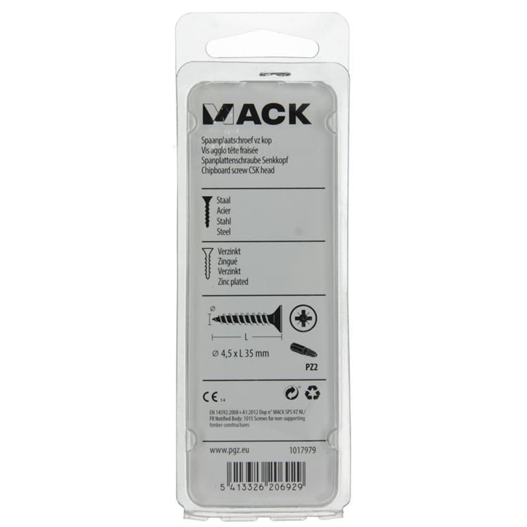 Load image into Gallery viewer, Mack 1017979 - spaanplaatschroef vz kop geelverz. 40st 4,5 x 35 mm | 5 stuks
