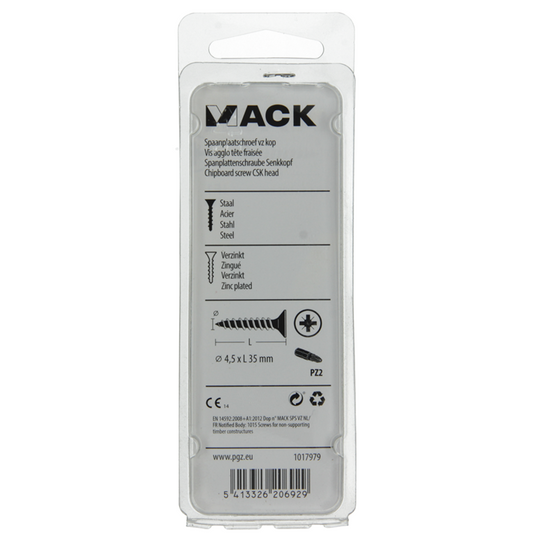 Mack 1017979 - spaanplaatschroef vz kop geelverz. 40st 4,5 x 35 mm | 5 stuks