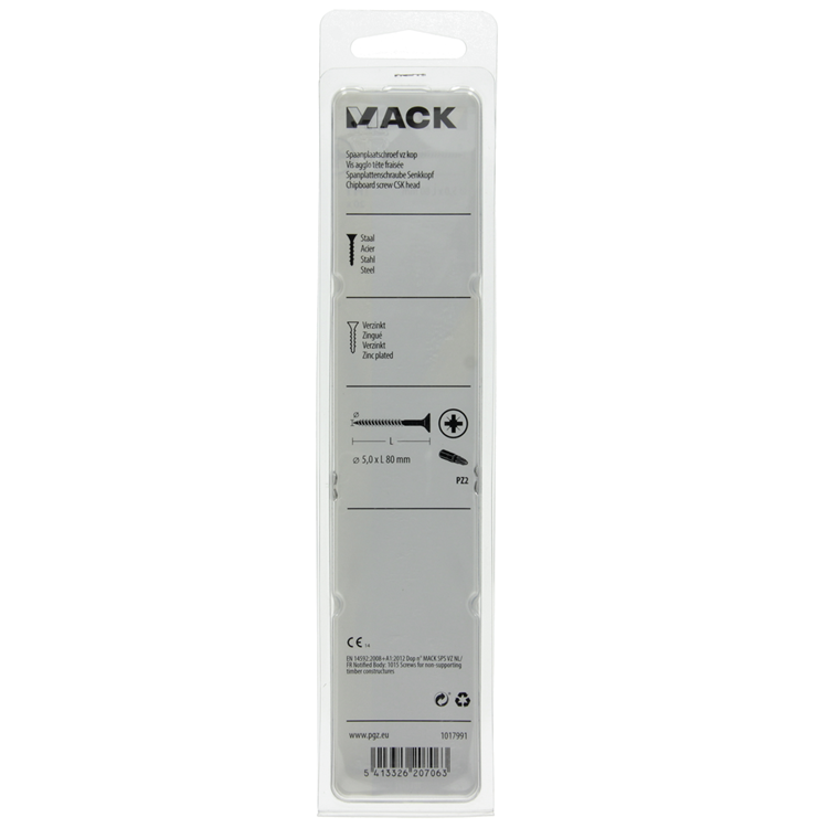 Load image into Gallery viewer, Mack 1017991 - spaanplaatschroef vz kop geelverz. 20st 5,0 x 80 mm | 5 stuks
