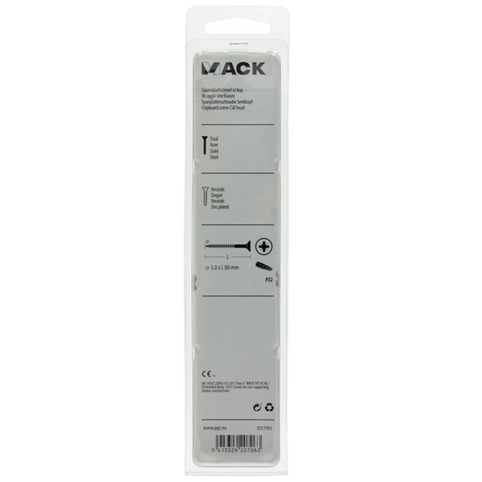 Mack 1017991 - spaanplaatschroef vz kop geelverz. 20st 5,0 x 80 mm | 5 stuks