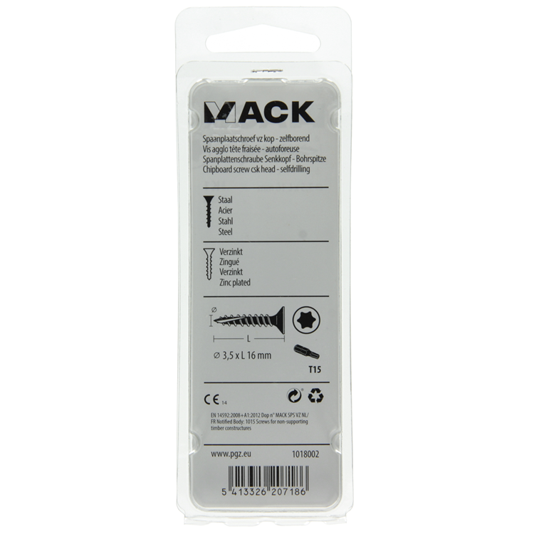 Load image into Gallery viewer, Mack 1018002 - spaanplschr.vzkop-zelfb. geelverz.165 st 3,5 x 16 mm | 5 stuks
