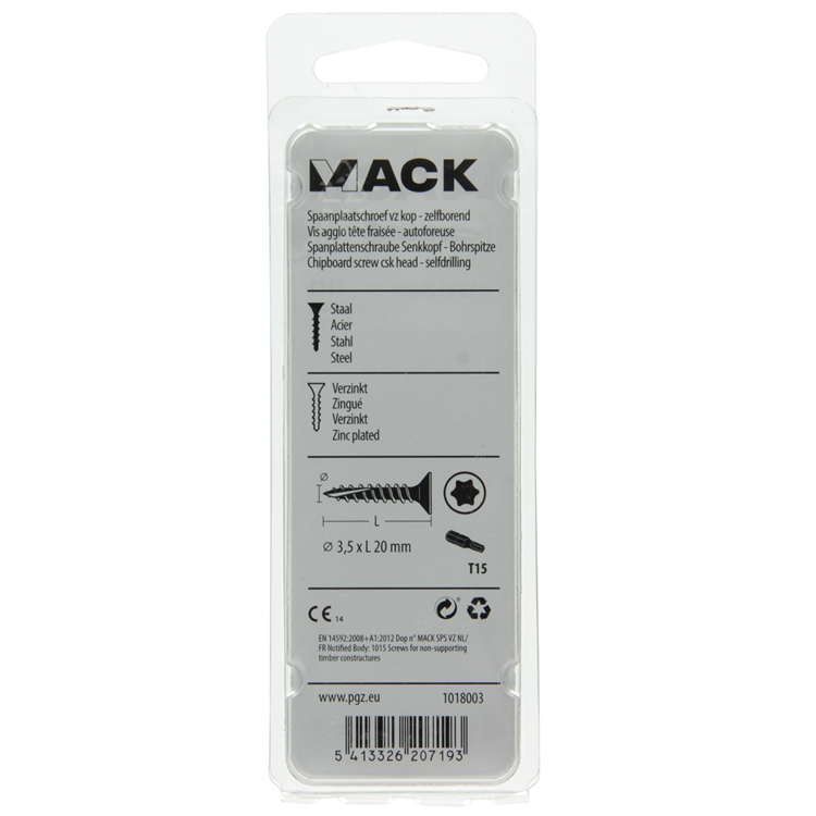 Load image into Gallery viewer, Mack 1018003 - spaanplschr.vzkop-zelfb. geelverz.100 st 3,5 x 20 mm | 5 stuks

