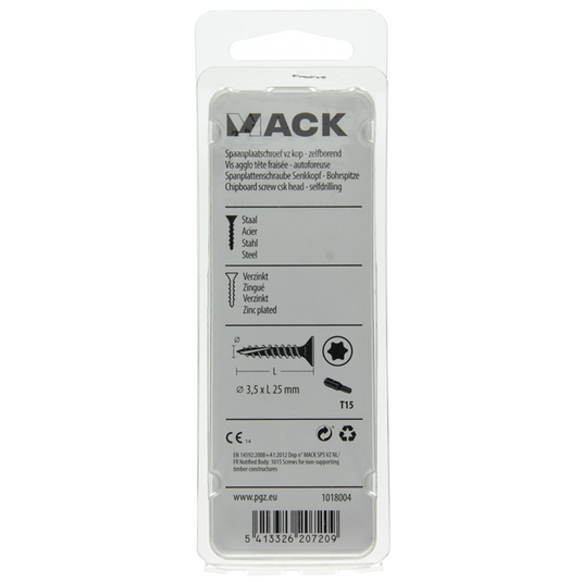 Mack 1018004 - spaanplschr.vzkop-zelfb. geelverz. 85 st 3,5 x 25 mm | 5 stuks